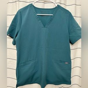 FIGS - Teal - 3 pocket Scrub top - LARGE